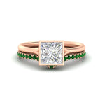 Load image into Gallery viewer, princess-cut-bezel-solitaire-ring-with-emerald-band-in-rose-gold-FD11229PRGEMGR-NL-RG.jpg?v=1758702874
