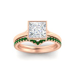 Load image into Gallery viewer, princess-cut-bezel-solitaire-ring-with-emerald-band-in-rose-gold-FD11229PRGEMGRANGLE5-NL-RG.jpg?v=1758702874
