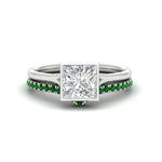 Load image into Gallery viewer, princess-cut-bezel-solitaire-ring-with-emerald-band-in-white-gold-FD11229PRGEMGR-NL-WG.jpg?v=1758702874
