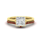 Load image into Gallery viewer, princess-cut-bezel-solitaire-ring-with-ruby-band-in-yellow-gold-FD11229PRGRUDR-NL-YG.jpg?v=1758702874
