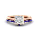 Load image into Gallery viewer, princess-cut-bezel-solitaire-ring-with-sapphire-band-in-rose-gold-FD11229PRGSABL-NL-RG.jpg?v=1758702874
