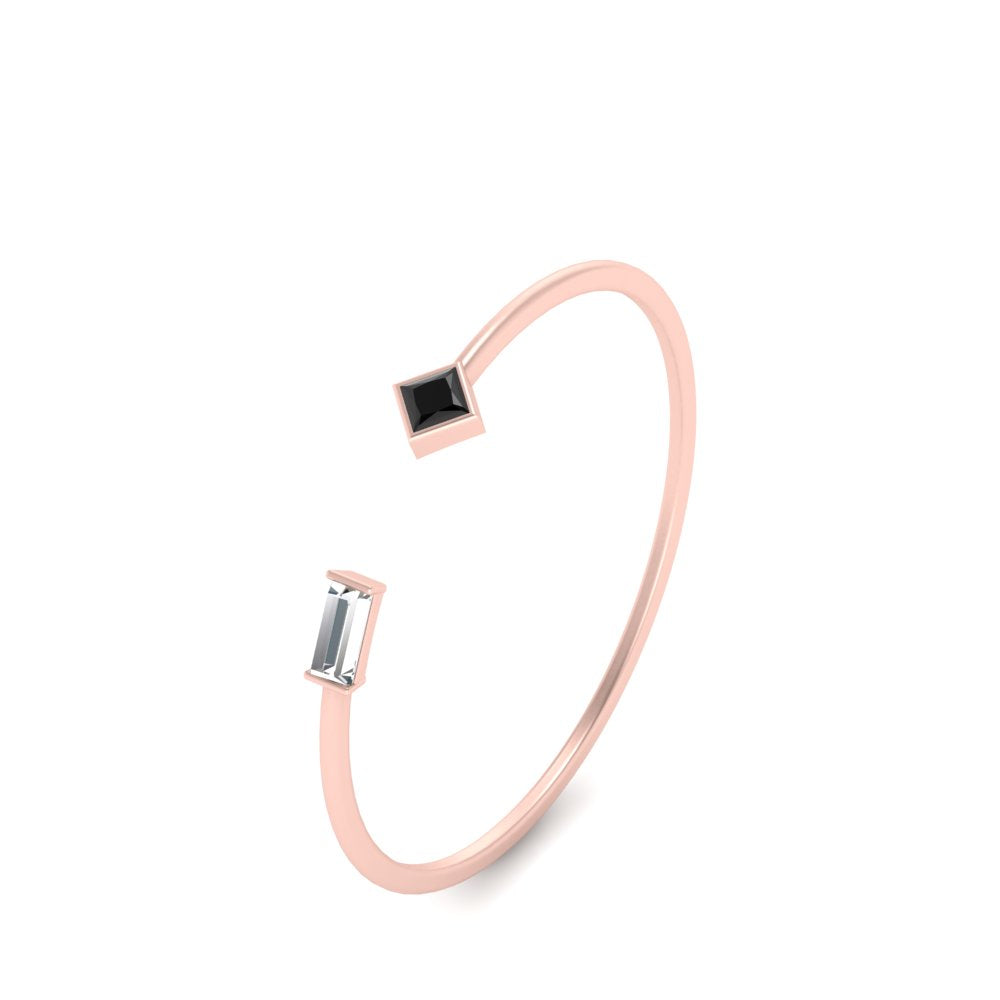 Princess Cut And Baguette Stacking Thin Ring