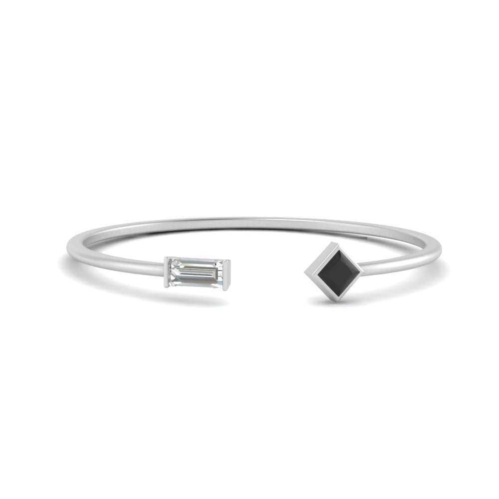 Princess Cut And Baguette Stacking Thin Ring