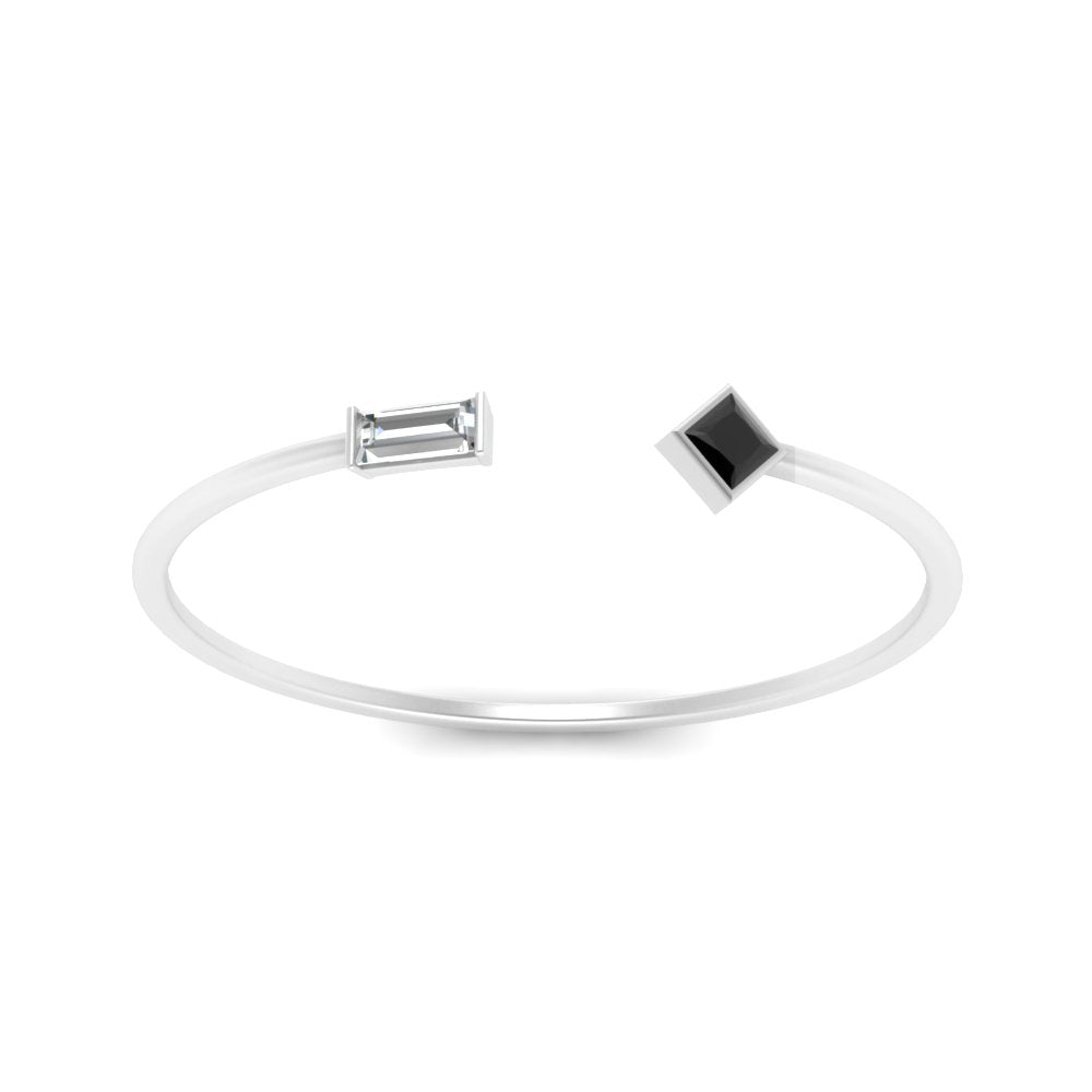 Princess Cut And Baguette Stacking Thin Ring