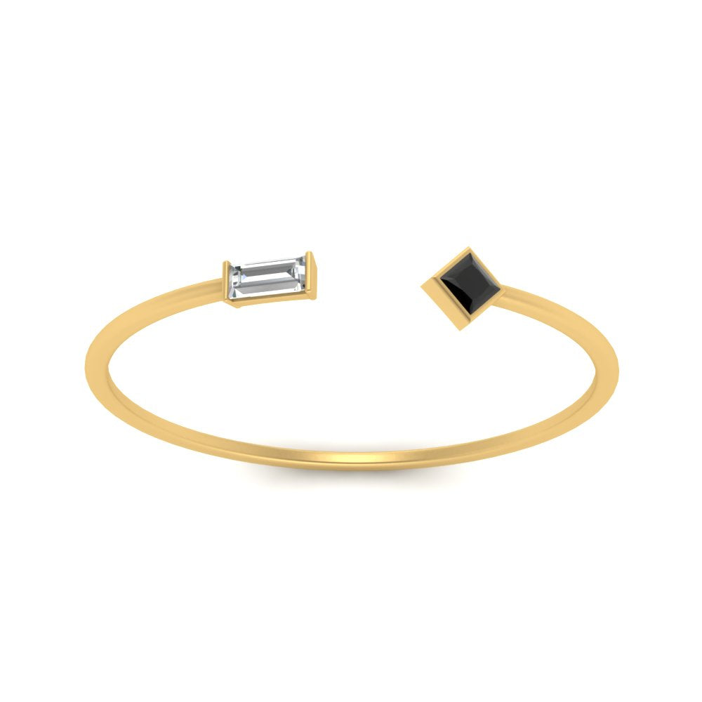 Princess Cut And Baguette Stacking Thin Ring