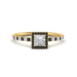 Load image into Gallery viewer, princess-cut-black-diamond-halo-petite-engagement-ring-in-yellow-gold-FD8523PRRGBLACKANGLE3-NL-YG