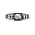 Load image into Gallery viewer, princess-cut-black-diamond-halo-wedding-ring-set-in-white-gold-FD8523PRGBLACK-NL-WG

