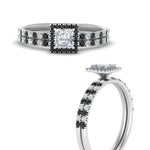 Load image into Gallery viewer, princess-cut-black-diamond-halo-wedding-ring-set-in-white-gold-FD8523PRGBLACK-NL-WG
