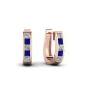 princess-cut-blue-sapphire-charismatic-hoops-earrings-with-white-diamond-in-14K-rose-gold-FDEAR1018GSABL-RG