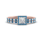 Load image into Gallery viewer, princess-cut-blue-topaz-halo-wedding-ring-set-in-rose-gold-FD8523PRGICBLTO-NL-RG
