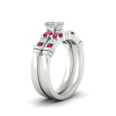 Princess Cut Channel Bar Diamond Bridal Set