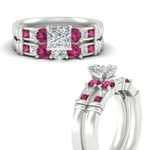 Princess Cut Channel Bar Diamond Bridal Set
