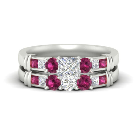 Princess Cut Channel Bar Diamond Bridal Set