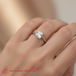 Load image into Gallery viewer, princess-cut-cathedral-ring-with-floral-head-white-gold-fdenr11255-model
