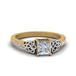 Load image into Gallery viewer, princess-cut-celtic-diamond-ring-in-14K-yellow-gold-FDENS2255PRR-NL-YG
