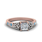 Load image into Gallery viewer, princess-cut-celtic-diamond-ring-with-blue-topaz-in-14K-rose-gold-FDENS2255PRRGICBLTO-NL-RG_4746c205-ce0a-4b33-8a59-0b72d0aa0855
