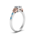 Load image into Gallery viewer, princess-cut-celtic-diamond-ring-with-blue-topaz-in-14K-white-gold-FDENS2255PRRGICBLTOANGLE2-NL-WG
