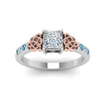 Load image into Gallery viewer, princess-cut-celtic-diamond-ring-with-blue-topaz-in-14K-white-gold-FDENS2255PRRGICBLTOANGLE5-NL-WG_d79a5a36-43f0-47dc-a6a1-d46548e2cb2b
