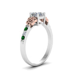 Load image into Gallery viewer, princess-cut-celtic-diamond-ring-with-emerald-in-14K-white-gold-FDENS2255PRRGEMGRANGLE2-NL-WG
