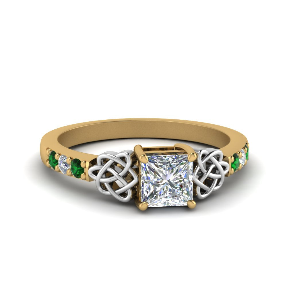princess-cut-celtic-diamond-ring-with-emerald-in-14K-yellow-gold-FDENS2255PRRGEMGR-NL-YG