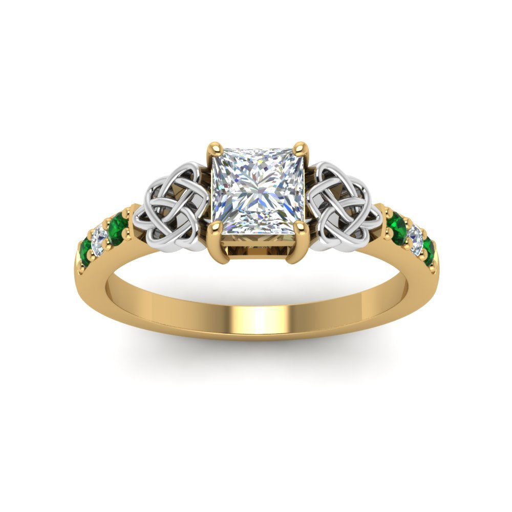 princess-cut-celtic-diamond-ring-with-emerald-in-14K-yellow-gold-FDENS2255PRRGEMGRANGLE5-NL-YG