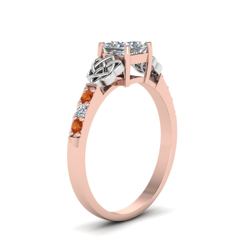 princess-cut-celtic-diamond-ring-with-orange-sapphire-in-14K-rose-gold-FDENS2255PRRGSAORANGLE2-NL-RG