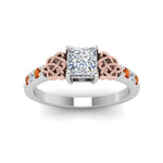 Load image into Gallery viewer, princess-cut-celtic-diamond-ring-with-orange-sapphire-in-14K-white-gold-FDENS2255PRRGSAORANGLE5-NL-WG
