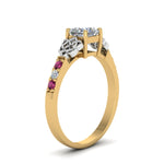 Load image into Gallery viewer, princess-cut-celtic-diamond-ring-with-pink-sapphire-in-14K-yellow-gold-FDENS2255PRRGSADRPIANGLE2-NL-YG_ddef4d6d-98d2-47e4-8de5-9a2be6455a4c
