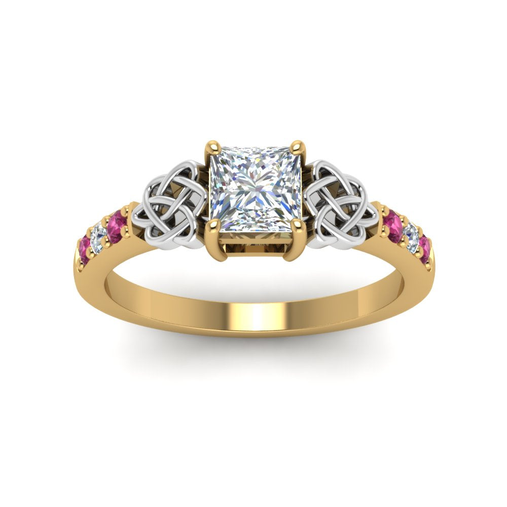 princess-cut-celtic-diamond-ring-with-pink-sapphire-in-14K-yellow-gold-FDENS2255PRRGSADRPIANGLE5-NL-YG