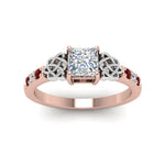 Load image into Gallery viewer, princess-cut-celtic-diamond-ring-with-ruby-in-14K-rose-gold-FDENS2255PRRGRUDRANGLE5-NL-RG_33e4b508-4ad2-429f-b96f-cf97cfb3fc21
