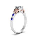 Load image into Gallery viewer, princess-cut-celtic-diamond-ring-with-sapphire-in-14K-white-gold-FDENS2255PRRGSABLANGLE2-NL-WG
