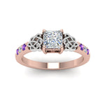 Load image into Gallery viewer, princess-cut-celtic-diamond-ring-with-violac-topaz-in-14K-rose-gold-FDENS2255PRRGVITOANGLE5-NL-RG
