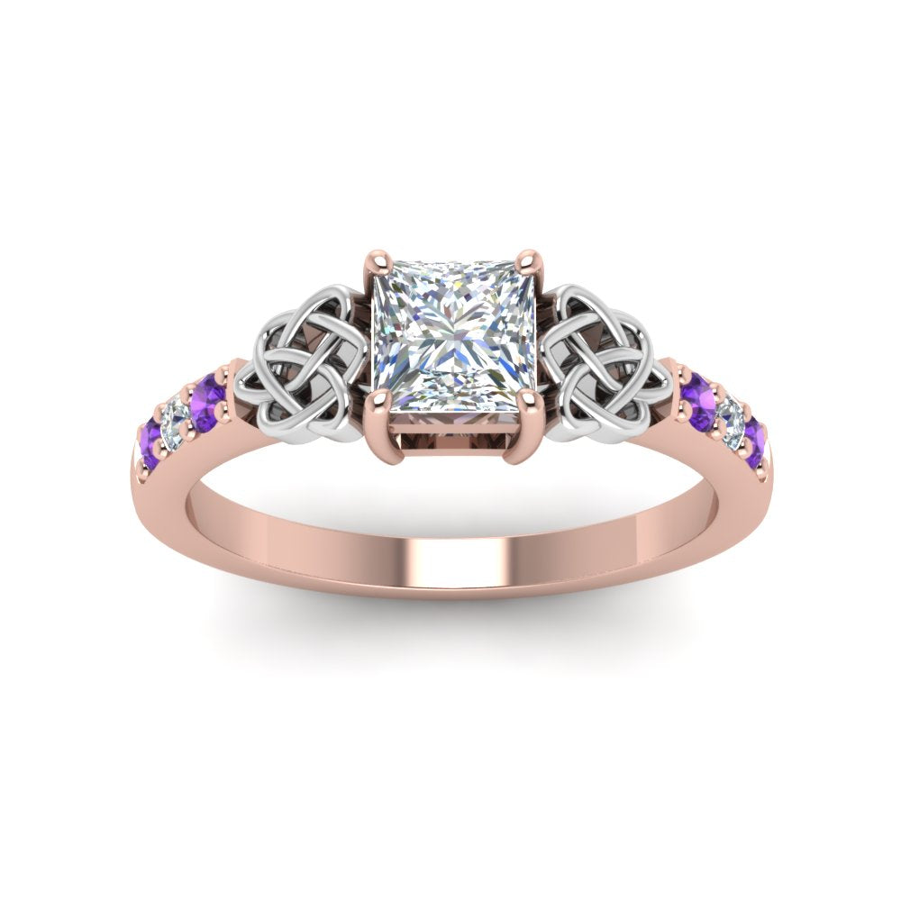 princess-cut-celtic-diamond-ring-with-violac-topaz-in-14K-rose-gold-FDENS2255PRRGVITOANGLE5-NL-RG