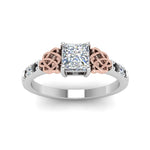 Load image into Gallery viewer, princess-cut-celtic-ring-with-black-diamond-in-14K-white-gold-FDENS2255PRRGBLACKANGLE5-NL-WG_763e733c-4bf3-4920-babb-dcc13dab73de
