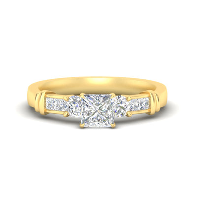 Princess Cut Channel Bar Set Lab Diamond Engagement Ring