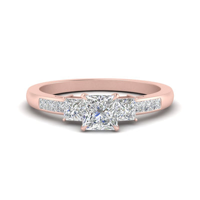 Princess Cut Channel Three Stone Classic Diamond Ring