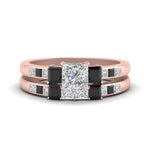 Load image into Gallery viewer, princess-cut-channel-three-stone-diamond-engagement-ring-with-black-diamond-in-rose-gold-FDENS205PRGBLACK-NL-RG.jpg
