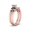 Load image into Gallery viewer, princess-cut-channel-three-stone-diamond-engagement-ring-with-black-diamond-in-rose-gold-FDENS205PRGBLACK-NL-RG.jpg