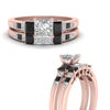 Load image into Gallery viewer, princess-cut-channel-three-stone-diamond-engagement-ring-with-black-diamond-in-rose-gold-FDENS205PRGBLACK-NL-RG.jpg