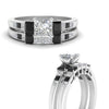 Load image into Gallery viewer, princess-cut-channel-three-stone-diamond-engagement-ring-with-black-diamond-in-white-gold-FDENS205PRGBLACK-NL-WG.jpg