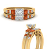 Load image into Gallery viewer, princess-cut-channel-three-stone-diamond-engagement-ring-with-orange-sapphire-in-yellow-gold-FDENS205PRGSAOR-NL-YG.jpg