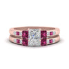Load image into Gallery viewer, princess-cut-channel-three-stone-diamond-engagement-ring-with-pink-sapphire-in-rose-gold-FDENS205PRGSADRPI-NL-RG.jpg