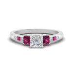 Load image into Gallery viewer, princess-cut-channel-three-stone-diamond-engagement-ring-with-pink-sapphire-in-white-gold-FDENS205PRRGSADRPI-NL-WG.jpg

