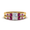 Load image into Gallery viewer, princess-cut-channel-three-stone-diamond-engagement-ring-with-pink-sapphire-in-yellow-gold-FDENS205PRGSADRPI-NL-YG.jpg
