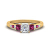Load image into Gallery viewer, princess-cut-channel-three-stone-diamond-engagement-ring-with-pink-sapphire-in-yellow-gold-FDENS205PRRGSADRPI-NL-YG.jpg