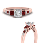 Load image into Gallery viewer, princess-cut-channel-three-stone-diamond-engagement-ring-with-ruby-in-rose-gold-FDENS205PRRGRUDR-NL-RG.jpg
