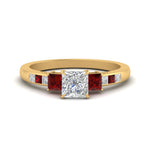 Load image into Gallery viewer, princess-cut-channel-three-stone-diamond-engagement-ring-with-ruby-in-yellow-gold-FDENS205PRRGRUDR-NL-YG.jpg
