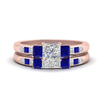 Load image into Gallery viewer, princess-cut-channel-three-stone-diamond-engagement-ring-with-sapphire-in-rose-gold-FDENS205PRGSABL-NL-RG.jpg
