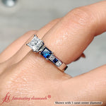 Load image into Gallery viewer, princess-cut-channel-three-stone-diamond-engagement-ring-with-sapphire-in-white-gold-FDENS205PRRGSABL-NL-WG.jpg
