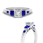 Load image into Gallery viewer, princess-cut-channel-three-stone-diamond-engagement-ring-with-sapphire-in-white-gold-FDENS205-2.jpg